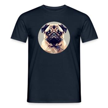 Hund Mops Polygon Geometrie - Männer T-Shirt - Navy - Vorne - AI Model Male 178 light (178cm)