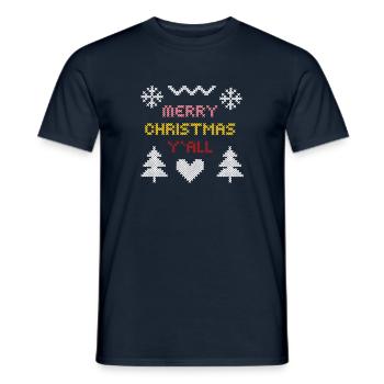 Festive Christmas Heart Pattern - Men's T-Shirt - navy - Front - AI Model Male 178 light (178cm)