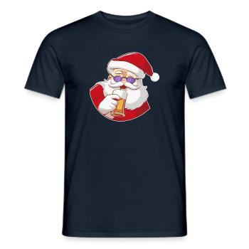 Weihnachtsmann mit Bier und Sonnenbrille - Männer T-Shirt - Navy - Vorne - AI Model Male 178 light (178cm)