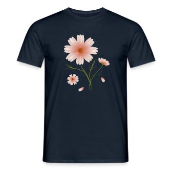 belle illustration de fleurs roses de fleur de cosmea - T-shirt homme - marine - Devant - AI Model Male 178 light (178cm)