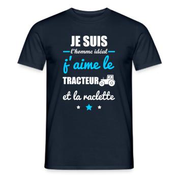 Homme idéal Tracteur, agriculteur, agriculture - T-shirt homme - marine - Devant - AI Model Male 178 light (178cm)