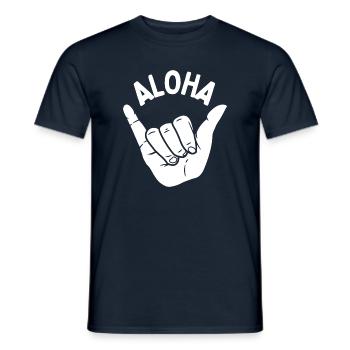 ALOHA Shaka Zeichen Surf T-Shirt - Männer T-Shirt - Navy - Vorne - AI Model Male 178 light (178cm)
