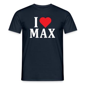 T-Shirt I love Max T-Shirt Geschenkidee - Männer T-Shirt - Navy - Vorne - AI Model Male 178 light (178cm)