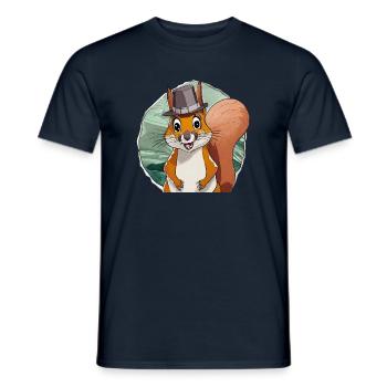 écureuil drôle avec chapeau - T-shirt homme - marine - Devant - AI Model Male 178 light (178cm)