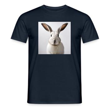 Illustriertes weißes Kaninchen - Männer T-Shirt - Navy - Vorne - AI Model Male 178 light (178cm)