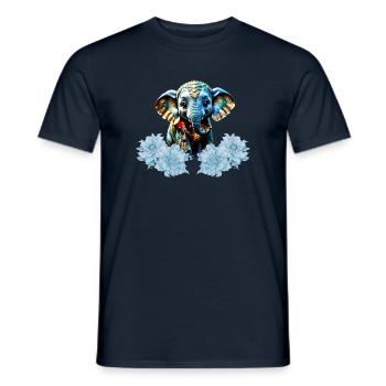 Niedlicher kleiner Elefant mit Fee, beste Freunde - Männer T-Shirt - Navy - Vorne - AI Model Male 178 light (178cm)