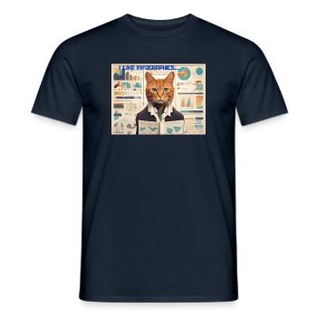 Feline Economist in Infographics - Men's T-Shirt - navy - Front - AI Model Male 178 light (178cm)