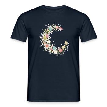 pastel-coloured Easter eggs, flowers and baby's breath - Men's T-Shirt - navy - Front - AI Model Male 178 light (178cm)