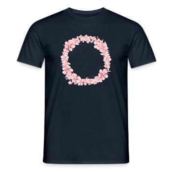 pink blossoms wreath for springtime decoration - Men's T-Shirt - navy - Front - AI Model Male 178 light (178cm)