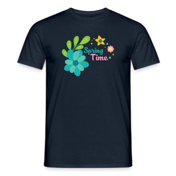 Spring Time Frühlingsshirt für die ganze Familie - Männer T-Shirt - Navy - Vorne - AI Model Male 178 light (178cm)