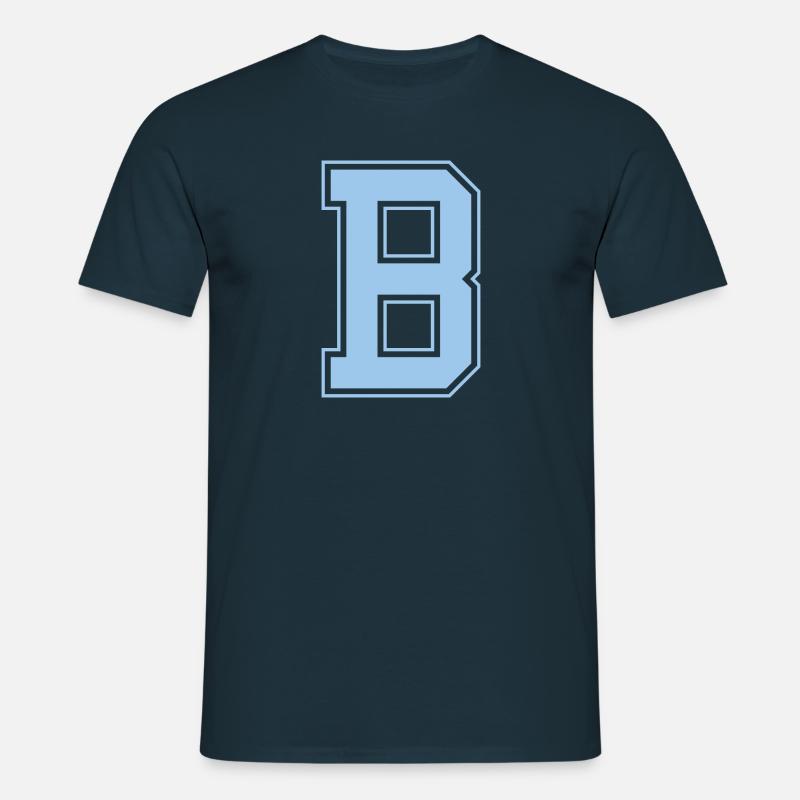 Monogramm Hellblau Varsity College Initiale B - Männer T-Shirt - Navy