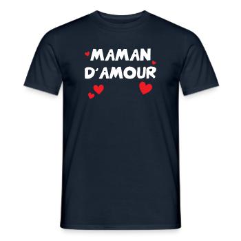 Maman d'Amour - Fête des Mères - T-shirt homme - marine - Devant - AI Model Male 178 light (178cm)