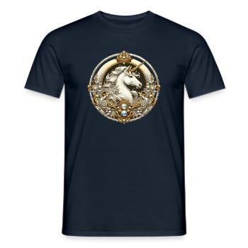 majestätisches Einhorn kunstvoll verziert - Männer T-Shirt - Navy - Vorne - AI Model Male 178 light (178cm)
