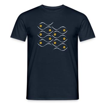 Tessellation von Fischen in der weißen Bürstenlinie - Männer T-Shirt - Navy - Vorne - AI Model Male 178 light (178cm)