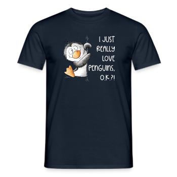 Pingouin Drolliger J’aime vraiment les pingouins - T-shirt homme - marine - Devant - AI Model Male 178 light (178cm)