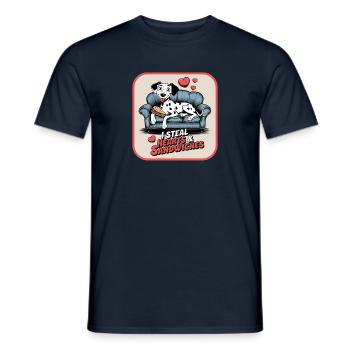 Dalmatians i Seatl Hearts Sandwiches Dog Motif - Men's T-Shirt - navy - Front - AI Model Male 178 light (178cm)
