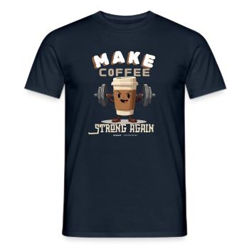 Make Coffee Strong Again Cartoon Design - Men's T-Shirt - navy - Front - AI Model Male 178 light (178cm)
