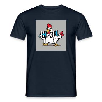 Funny chicken "Hendl this" - Men's T-Shirt - navy - Front - AI Model Male 178 light (178cm)