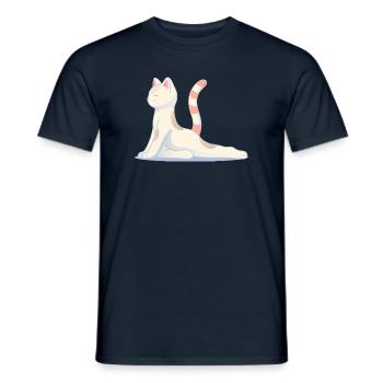 Chat en posture de yoga méditatif - T-shirt homme - marine - Devant - AI Model Male 178 light (178cm)