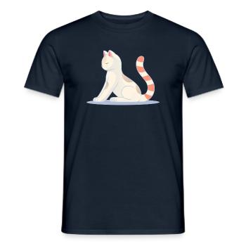 Chat en posture de yoga méditatif - T-shirt homme - marine - Devant - AI Model Male 178 light (178cm)
