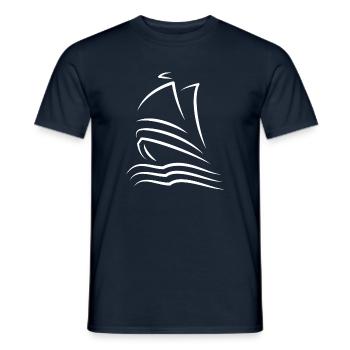 Voilier extensible minimaliste - T-shirt homme - marine - Devant - AI Model Male 178 light (178cm)