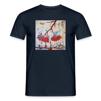 Abstrakte Vogelbeere in Rot - Männer T-Shirt - Navy - Vorne - AI Model Male 178 light (178cm)