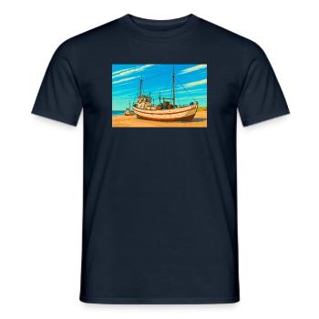 Kutter am Sletterstrand in Dänemark - Männer T-Shirt - Navy - Vorne - AI Model Male 178 light (178cm)