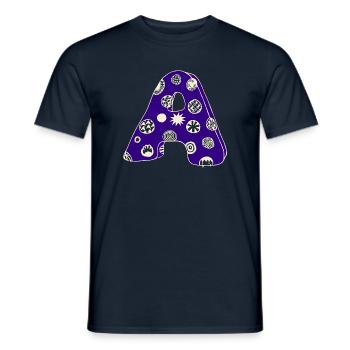 Letter A with character in blue - Men's T-Shirt - navy - Front - AI Model Male 178 light (178cm)