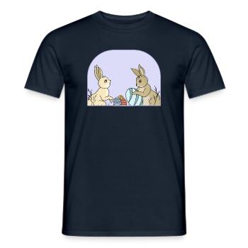 Lapins mignons avec des œufs - T-shirt homme - marine - Devant - AI Model Male 178 light (178cm)