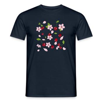 Cerisiers en fleurs et cerisiers – design romantique de la nature - T-shirt homme - marine - Devant - AI Model Male 178 light (178cm)