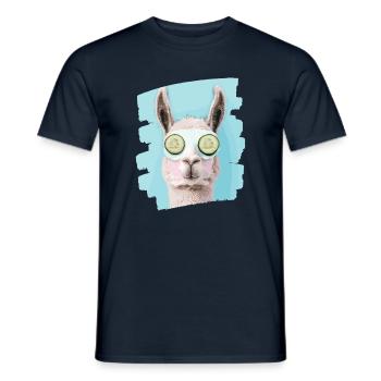 Llama Alpaca Beauty Selfcare Mask - Men's T-Shirt - navy - Front - AI Model Male 178 light (178cm)