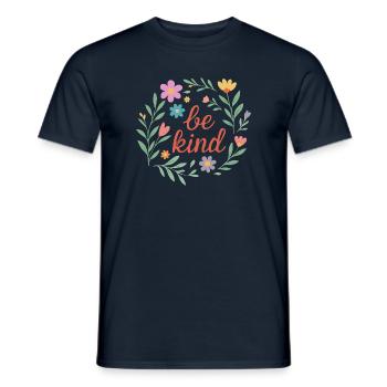be kind floral design - Men's T-Shirt - navy - Front - AI Model Male 178 light (178cm)