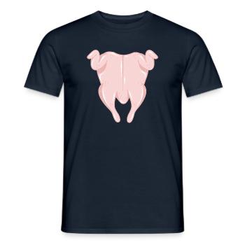 roast chicken – humorous kitchen illustration - Men's T-Shirt - navy - Front - AI Model Male 178 light (178cm)