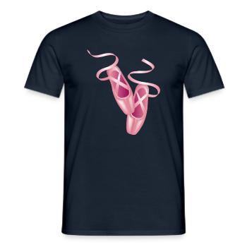 Ballerines roses & ruban de satin - Motif de danse élégant - T-shirt homme - marine - Devant - AI Model Male 178 light (178cm)
