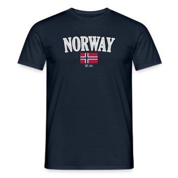 Drapeau de la Norvège avec motif est. 1814 - T-shirt homme - marine - Devant - AI Model Male 178 light (178cm)