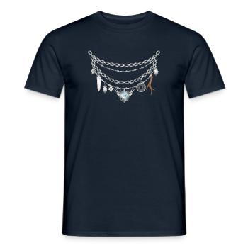 Charivari with silver pendants illustration - Men's T-Shirt - navy - Front - AI Model Male 178 light (178cm)