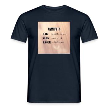 Matthew 7:7 - Men's T-Shirt - navy - Front - AI Model Male 178 light (178cm)