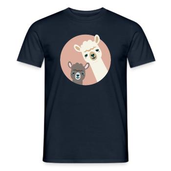 Deux alpagas curieux – Duo d’animaux amusants - T-shirt homme - marine - Devant - AI Model Male 178 light (178cm)