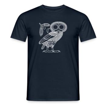 Eule der Athene [weißer Umriss + Kranz & Halbmond] - Männer T-Shirt - Navy - Vorne - AI Model Male 178 light (178cm)