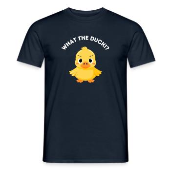 Funny Duckling Pun – What the Duck - Men's T-Shirt - navy - Front - AI Model Male 178 light (178cm)