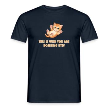 Anti War Stop - Bombing Crying Kitten - Men's T-Shirt - navy - Front - AI Model Male 178 light (178cm)