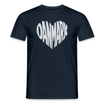Denmark - Danmark Heart Typography Motif - Men's T-Shirt - navy - Front - AI Model Male 178 light (178cm)