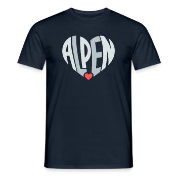Alpen Herz Typografie - Männer T-Shirt - Navy - Vorne - AI Model Male 178 light (178cm)