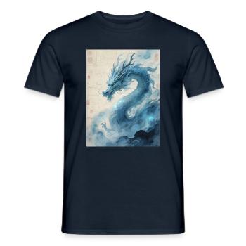 Der Erste Wind: Blauer Drache – Wiederbelebung - Männer T-Shirt - Navy - Vorne - AI Model Male 178 light (178cm)