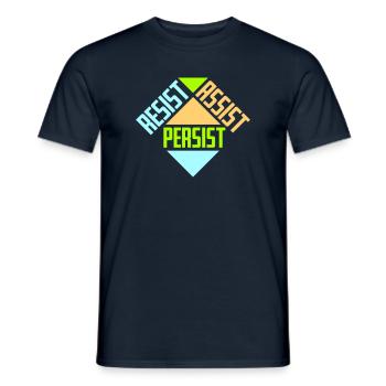 Resist Assist Persist Activism Motivation Logo - Men's T-Shirt - navy - Front - AI Model Male 178 light (178cm)