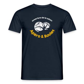 Apéro et boules - Humour Pétanque Été Bouliste - T-shirt homme - marine - Devant - AI Model Male 178 light (178cm)