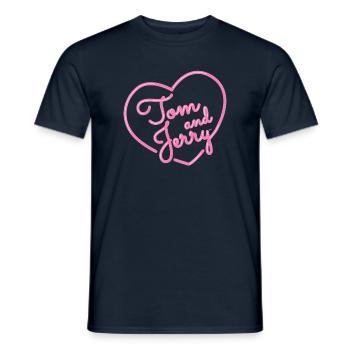 Tom & Jerry Gokko Logo Mit Herz In Pink - Männer T-Shirt - Navy - Vorne - AI Model Male 178 light (178cm)
