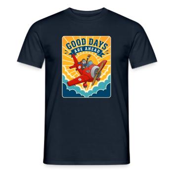 Good Days Are Coming – Retro Airplane - T-shirt homme - marine - Devant - AI Model Male 178 light (178cm)