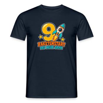 9 Geburtstag – Raketenstart ins neue Jahr - Männer T-Shirt - Navy - Vorne - AI Model Male 178 light (178cm)