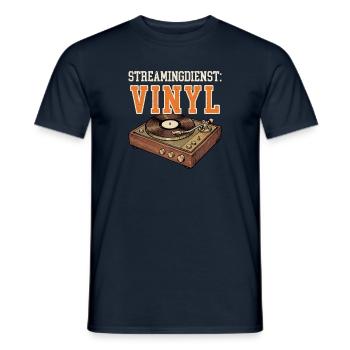 Schallplatten lustig - Streamingdienst: Vinyl - Männer T-Shirt - Navy - Vorne - AI Model Male 178 light (178cm)